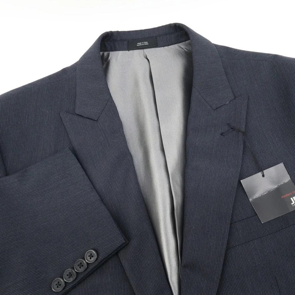 JF J.Ferrar Mens Modern Fit Navy Stripe Two-Piece Suit - 42 Long Pants 32x30 NEW